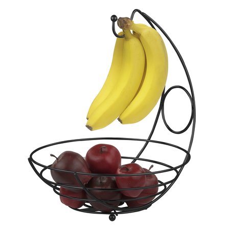 HOME BASICS Wire Collection Fruit Bowl with Banana Tree, Black FB44277